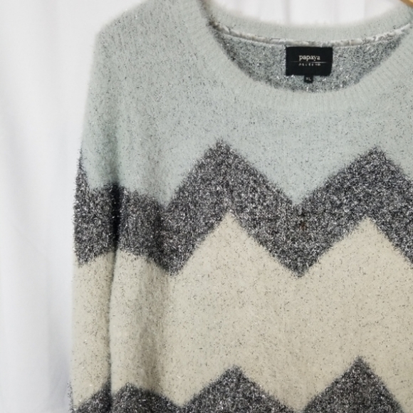 Papaya crew neck fuzzy cozy lurex sweater - Picture 3 of 7